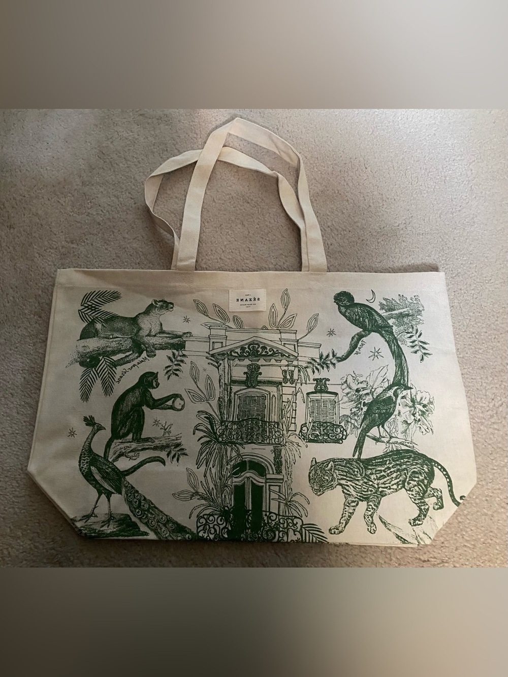 Sézane green tote bag
